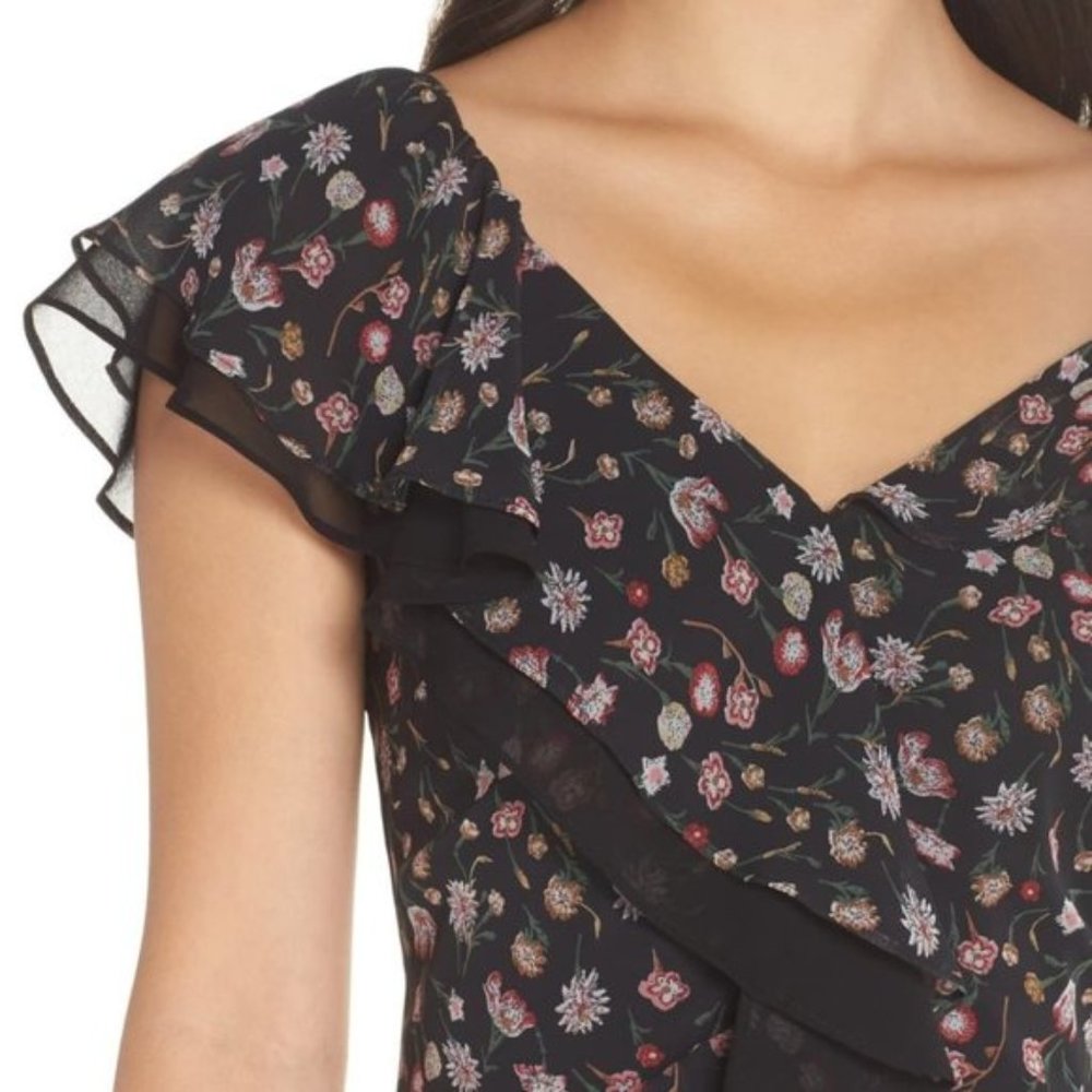 New Sam Edelman Floral V-Neck Ruffled Midi Dress 2 - Picture 9 of 16